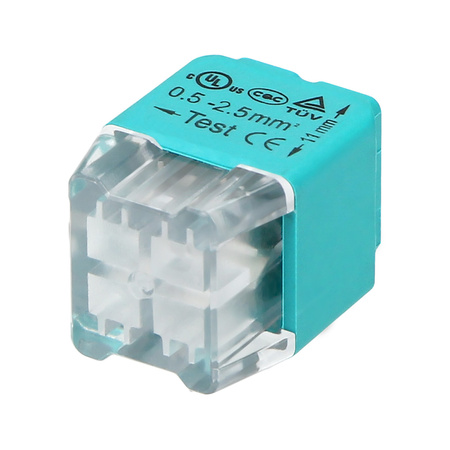 Złączka instalacyjna wciskana 4-przewodowa dwurzędowa na drut 0.75-2.5mm2 IEC 300V/24A 10 szt. OR-SZ-8004/4/10