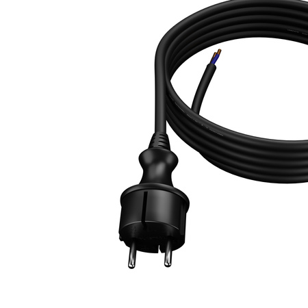 Przewód przyłączeniowy 3m z wtyczką prostą 250V 16A 2x1,5 mm² IP44 H07RN-F PP-40H czarny W-97198
