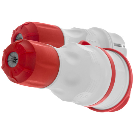 Zestaw przyłączeniowy z wtyczką WT-54 i gniazdem GN-44 250V Schuko szaro-czerwony W-98863