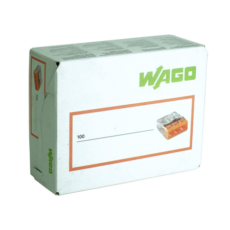 Szybkozłączka 3x0,5-2,5mm2 do puszek instalacyjnych na drut Cu - WAGO 1 sztuka 100 sztuk 2273-203