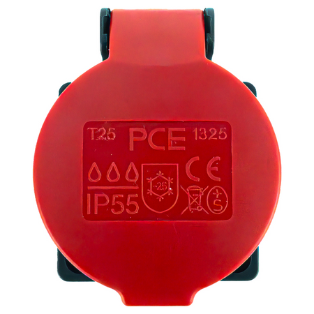 Gniazdo tablicowe 230V 16A IP55 T25 Gniazdo szwajcarskie PCE Czerwone 1325