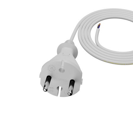 Przewód przyłączeniowy 1,5m z wtyczką prostą TYP E 230V 16A 2×1 mm² H05VV-F PP-21 biały W-98335