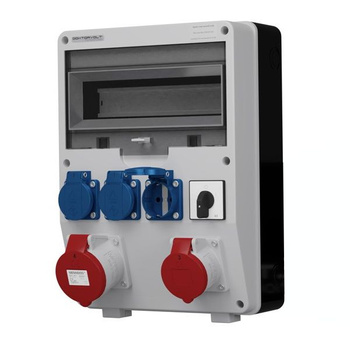 Rozdzielnica budowlana z łącznikiem 0-1 TD 32A 16A 3x230V Schuko Doktorvolt DV-2411-D