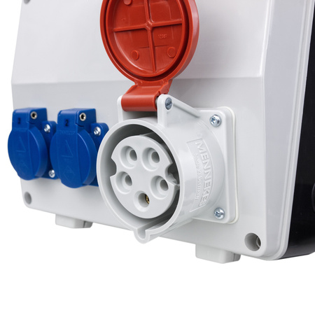 Rozdzielnica budowlana z licznikiem 3F Siemens pTD-S 32A 2x230V gniazda Mennekes Schuko Doktorvolt DV-4791-D