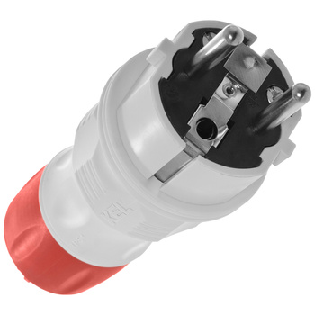 Wtyczka rozbieralna prosta WT-54 IP54 2P+Z 16A 250V Uni-Schuko szaro-czerwona W-98000