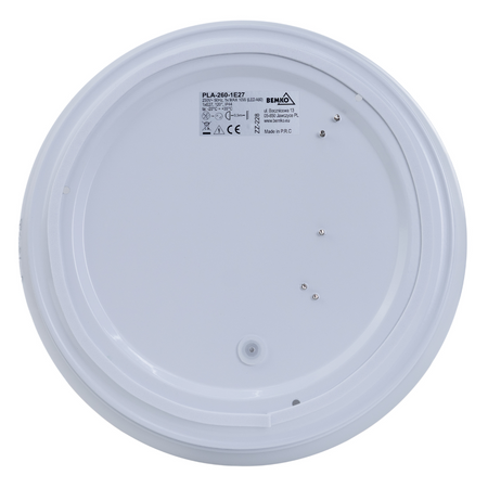 Plafoniera Plato 1xE27 IP44 mleczny klosz biała C37-PLA-260-1E27