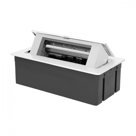 NOEN Kaseta meblowa wpuszczana w blat ze zintegrowaną ramką PCV na gniazda modułowe 3 x 45x45mm lub 6 x 22.5x45mm.... OR-GM-9010/W