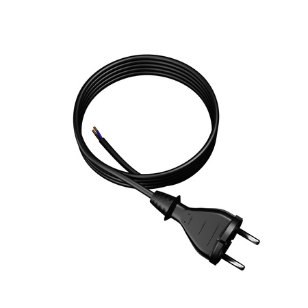 Przewód przyłączeniowy 4,5m z wtyczką prostą TYP E 230V 16A 2×1,5 mm² H05RR-F PP-21 czarny W-97195