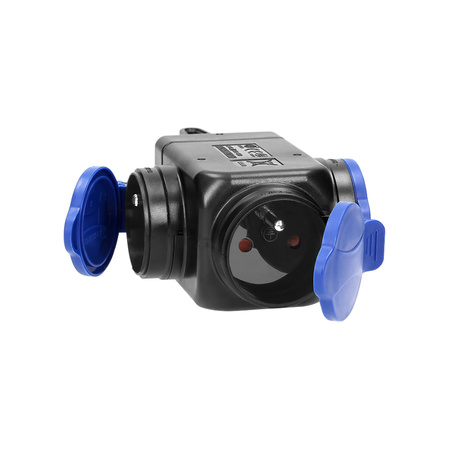 Rozgałęźnik bryzgoszczelny i odporny na uderzenia. IP44. 3 gniazda 2P+Z. 16A. 230V AC OR-AE-1346