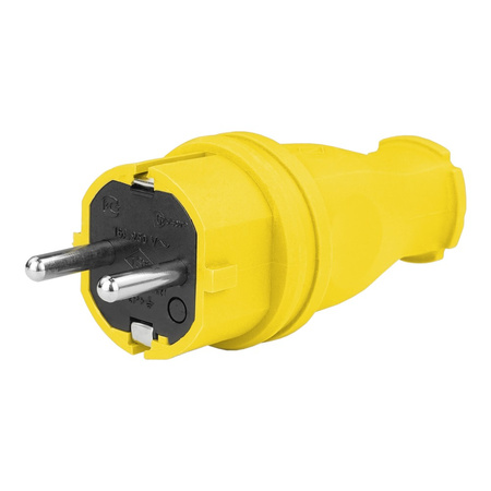 Wtyczka gumowa prosta 16A 230V żółta Schuko 3101-301-0700
