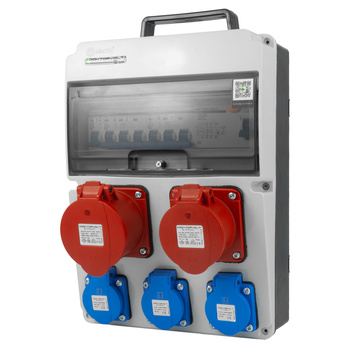 Rozdzielnica budowlana 16A 32A CEE 3x230V erbetka z uchwytem zabezpieczona Doktorvolt DV-8126-F