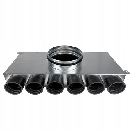 Skrzynka rozdzielcza rozdzielacz rurowy wentylacyjny fi 160 6x75 mm płaski E-KRR-6X75/160-OC (0+6+0)