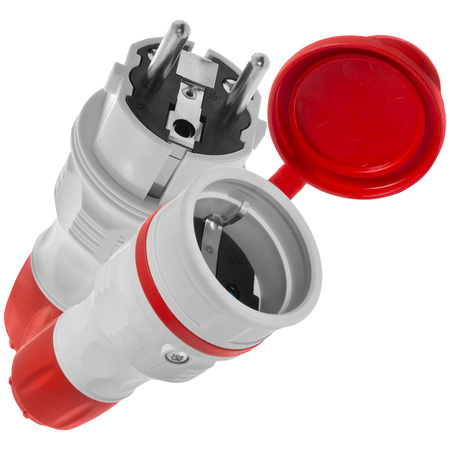 Zestaw przyłączeniowy z wtyczką WT-54 i gniazdem GN-44 250V Schuko szaro-czerwony W-98863
