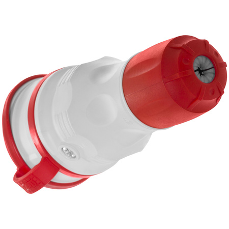 Gniazdo przenośne rozbieralne 230V Schuko IP44 z klapką szaro-czerwone W-01147
