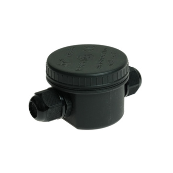 Puszka instalacyjna okrągła PO2-3T IP66 z 3-torowym złączem czarna W-00402
