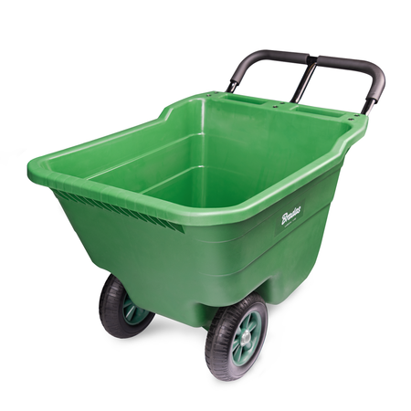 Taczka ogrodowa plastikowa 90L HANDY-GO 2 koła bezdętkowe stalowa rączka lekka wytrzymała taczka 150kg zielone narzędzie ogrodowe transportowe do prac w ogrodzie TQ-WB090GR