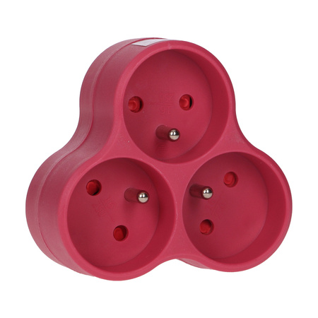 Rozgałęźnik 3x2P+Z. różowy OR-AE-13134/P