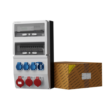 Rozdzielnica budowlana z licznikiem eXT-S/FI 32A 2x16A 4x230V Schuko Mennekes Doktorvolt DV-0809-D