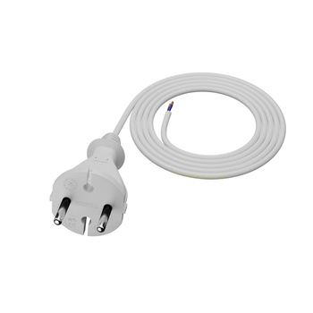Przewód przyłączeniowy 1,5m z wtyczką prostą TYP E 230V 16A 2×1 mm² H05VV-F PP-21 biały W-98335