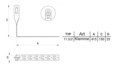 Uchwyt pod dachówkę z zaczepem skręcony STAL NIERDZEWNA 11.3/Z NI