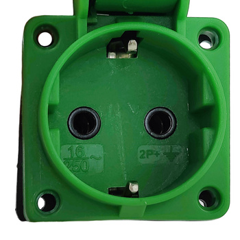 Gniazdo tablicowe 16A 250V IP54 SCHUKO Typ F zielone TP Electric 3101-310-1100