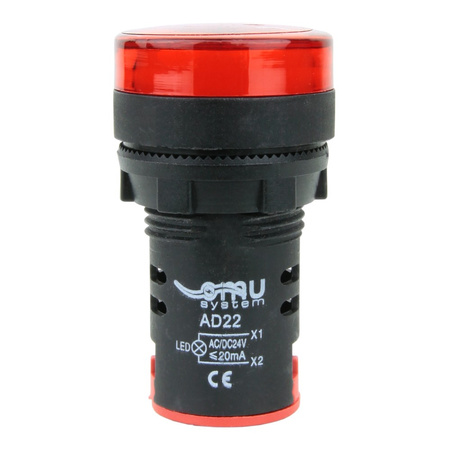 Kontrolka sygnalizacyjna 230VAC Lampka LED czerwona AD22-RED230
