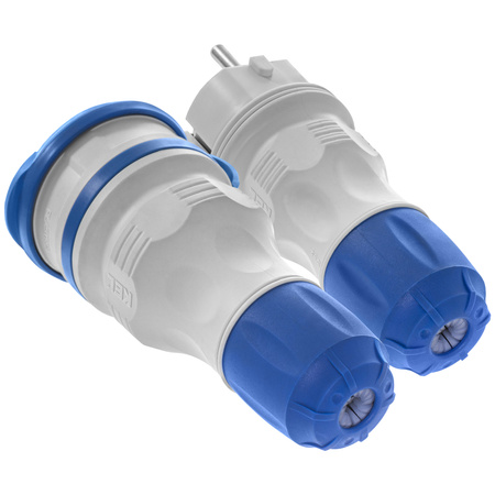 Zestaw przyłączeniowy z wtyczką WT-54 i gniazdem GN-44 250V Schuko szaro-niebieski W-98864