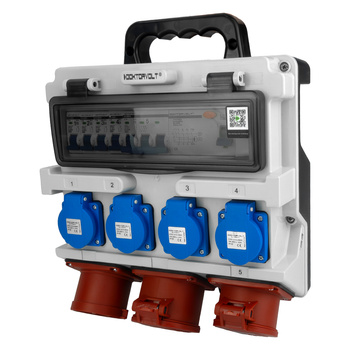 Rozdzielnica budowlana 16A 32A 4x230V zabezpieczona erbetka z wtyczką CEE Doktorvolt TR-S/FI DV-5305-D