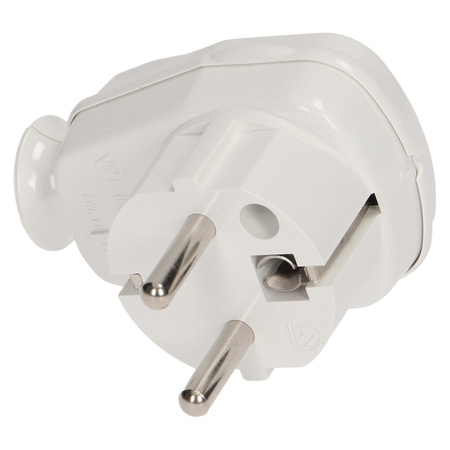 Wtyczka kątowa 2P+Z z włącznikiem i kontrolką AWA-ŁK/BIAŁA