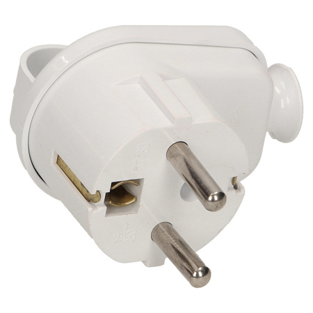 Wtyczka kątowa 2P+Z z uchwytem. biała WT-16UZ/BIAŁY