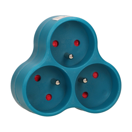 Rozgałęźnik 3x2P+Z. turkusowy OR-AE-13134/T