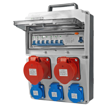 Rozdzielnica budowlana 16A 32A CEE 3x230V erbetka z uchwytem zabezpieczona Doktorvolt DV-8126-F