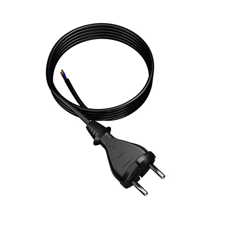 Przewód przyłączeniowy 4m z wtyczką prostą TYP E 230V 16A 2×1 mm² H05VV-F PP-21 czarny W-98342
