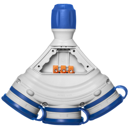 Trójdrożne gniazdo Schuko IP44 3×2P+Z 16A 250V szaro-niebieskie GN-X3/44S W-01165