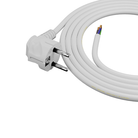Przewód przyłączeniowy 2m z wtyczką kątową Uni-Schuko 250V 16A 3x1,5 mm² OMY PP-50 biały W-97179