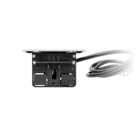 Gniazdo meblowe wpuszczane w blat 3x2P+Z z przesuwną pokrywką i przewodem 1.5m. 3x1.5mm2. czarno-srebrne OR-GM-9008/B-G