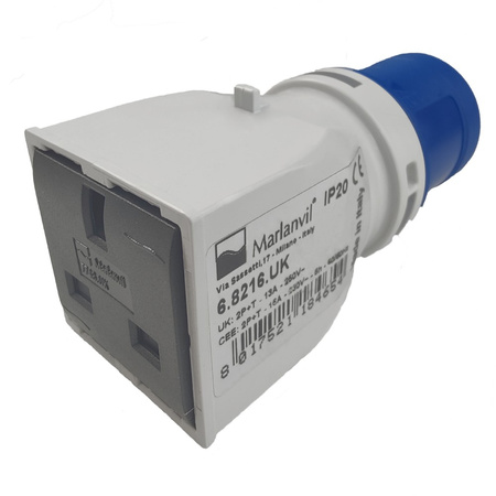 Marlanvil Adapter kempingowy wtyczka CEE 16A na 13A 250V gniazdo brytyjski standard przejściówka IP20 6.8216.UK