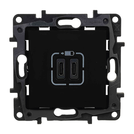 Podwójne gniazdo USB typu C LEGRAND Niloe Step czarne 2xUSB C 3A 863539