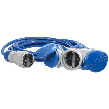 Przedłużacz trójdrożny 5m 250V 16A Schuko 3×2P+Z H07BQ-F 3×2,5 mm² IP44 W-01198