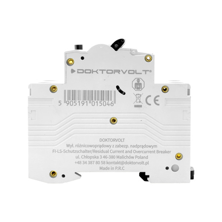 Wyłącznik różnicowoprądowy RCBO z członem nadprądowym B16 30mA 10 kA typ A Doktorvolt DV-5046