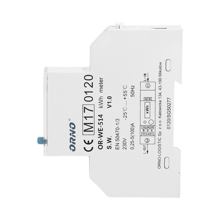 1-fazowy licznik energii elektrycznej. 100A. port RS-485. MID. 1 moduł. DIN TH-35mm OR-WE-514