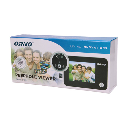 Elektroniczny wizjer do drzwi 3.5" z dzwonkiem. podświetleniem nocnym. zoomem i funkcją nagrywania na kartę Micro SD.... OR-WIZ-1102