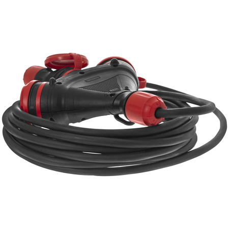 Przedłużacz trójdrożny 10m 250V 16A Schuko 3×2P+Z H05RR-F 3×2,5 mm² IP44 W-01192