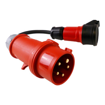 Kabel przejściowy 30cm z wtyczki 230V/16A/5P na gniazdo 16A/230V Schuko system niemiecki adapter Doktorvolt® DV-6114-D-16-A-230