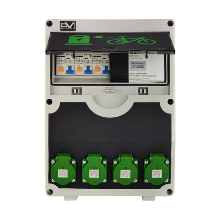Stacja ładowania rowerów elektrycznych 12 modułowa 4x230V 4xRCBO Doktorvolt DV-2137