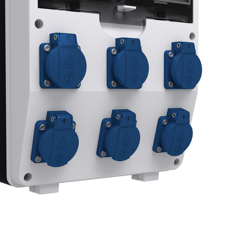 Rozdzielnica budowlana z licznikiem 1F Siemens pTD-S 6x230V gniazda Menneks Schuko Doktorvolt DV-4814-D