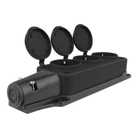 Listwa zasilająca 3 gniazda 16A 230V bez kabla czarna Schuko 3101-308-0300