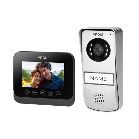 Zestaw wideodomofonowy bezsłuchawkowy. kolor. 4.3" LCD. z czytnikiem breloków zbliżeniowych. czarny. ENIF RFID VDP-62