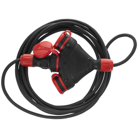 Przedłużacz trójdrożny 10m 250V 16A Schuko 3×2P+Z H05RR-F 3×2,5 mm² IP44 W-01192