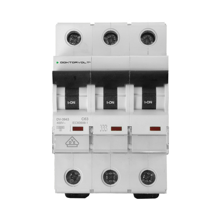 Wyłącznik nadprądowy MCB 10kA 3P 63A C63A VDE Doktorvolt DV-3943